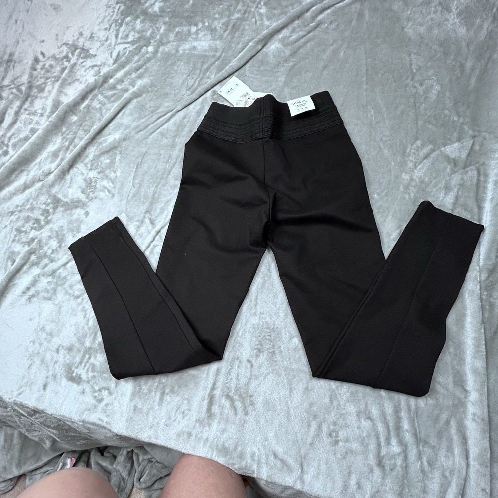 Zara Black High Rise Leggings Pants Women's Small Stretch Ponte Slim